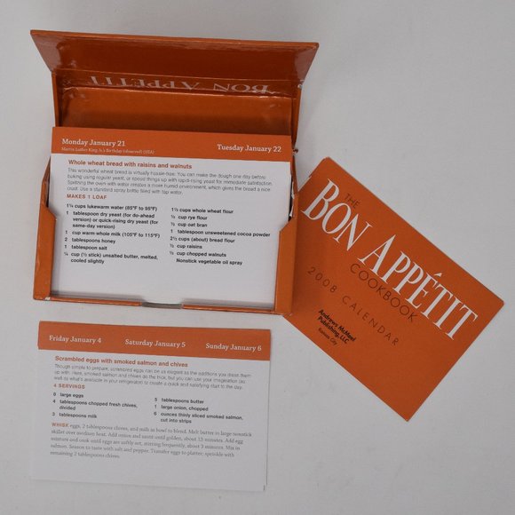 Bon Appetit 2008 Cookbook Calendar Recipe Cards - Picture 1 of 13
